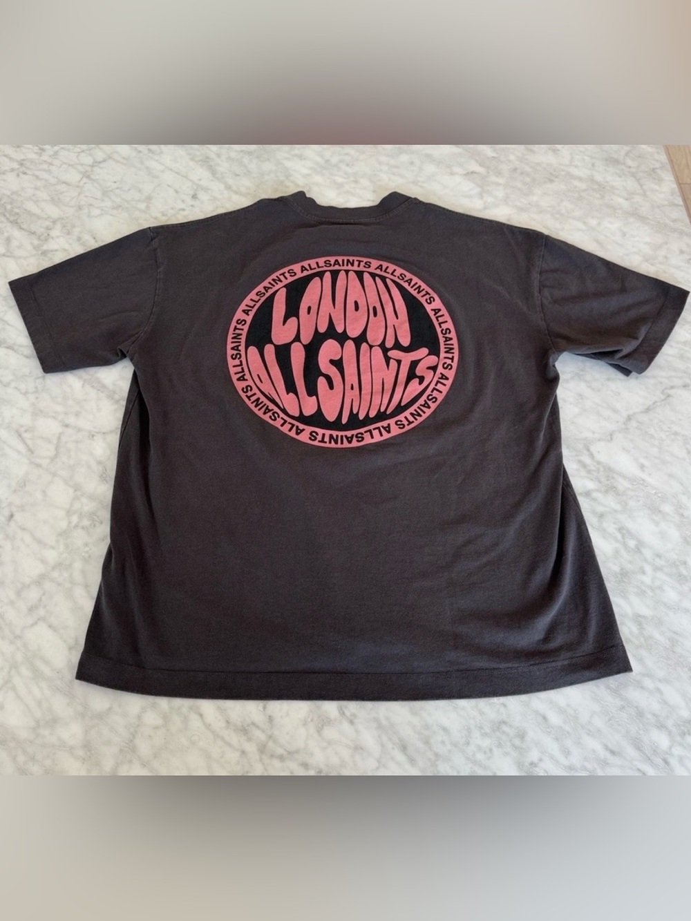 AllSaints Men’s Oversized Limited 341/1775 Edition Tee in Charcoal Size Small